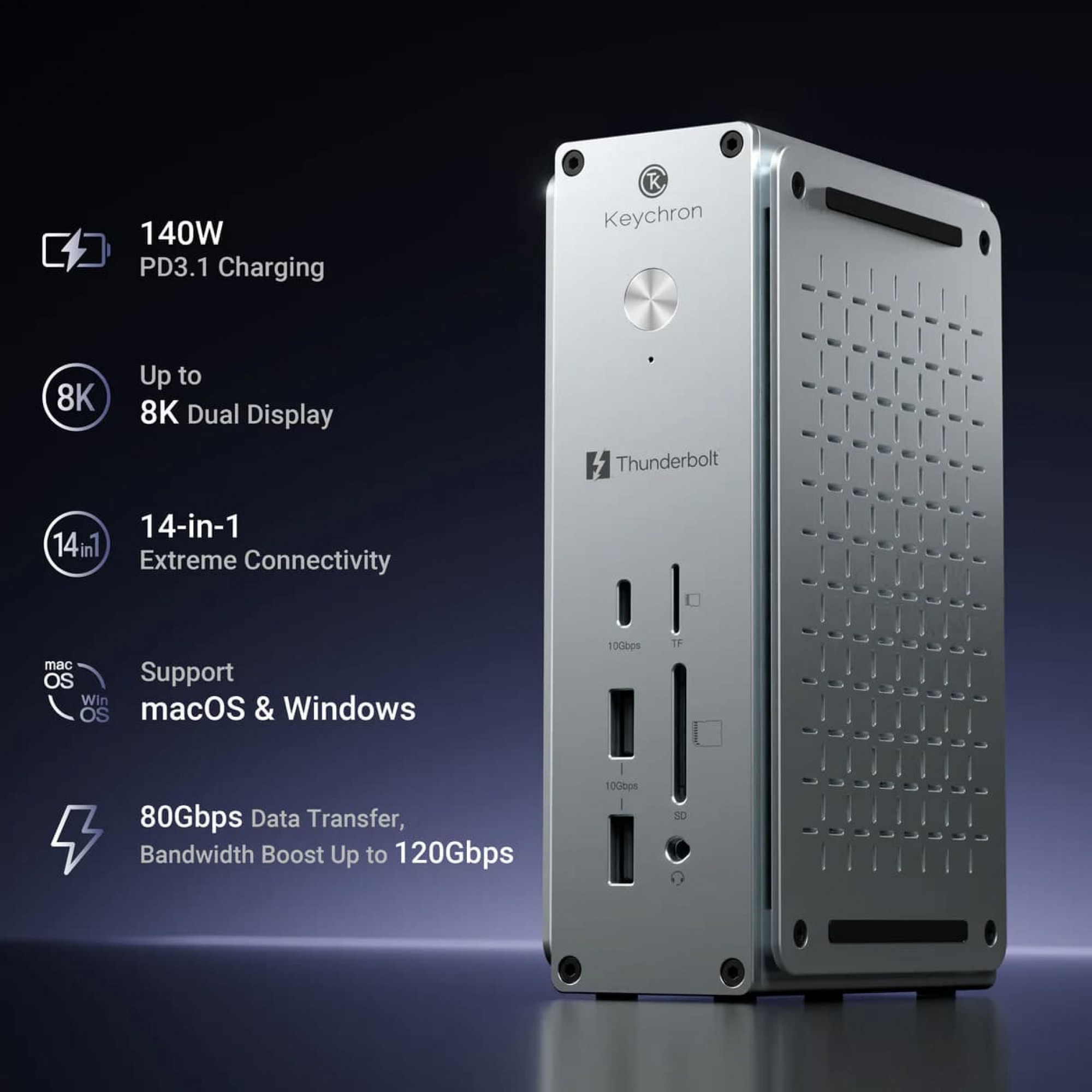 Преміальна док-станція Keychron Thunderbolt 5 Dock (14-in-1)